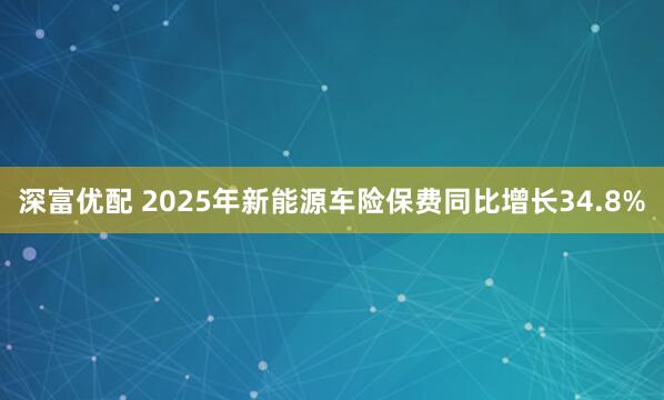 深富优配 2025年新能源车险保费同比增长34.8%